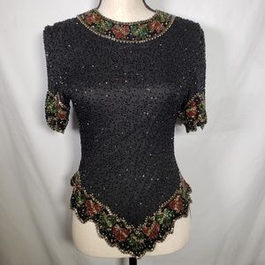 Laurence Kazar New York sequin holiday top PM